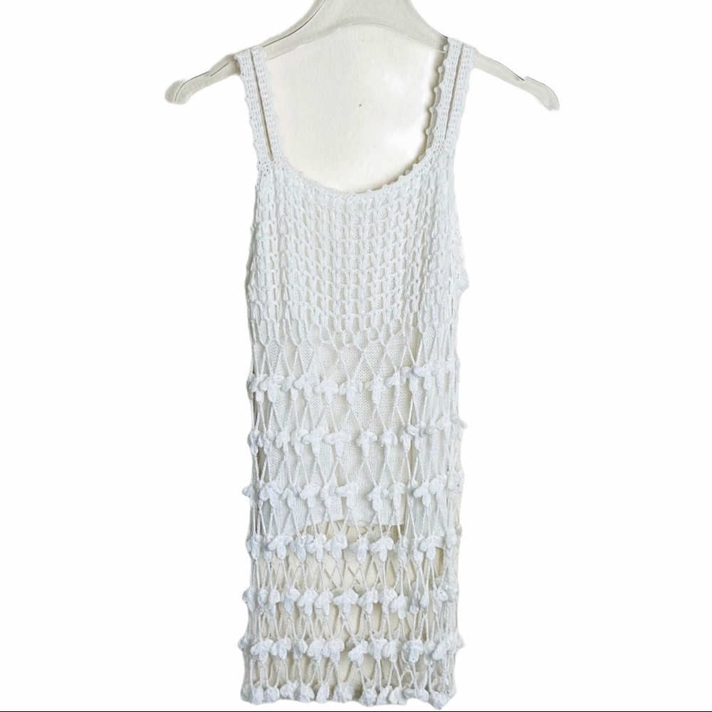 WHITE Crochet Double Strap Tank Top Small